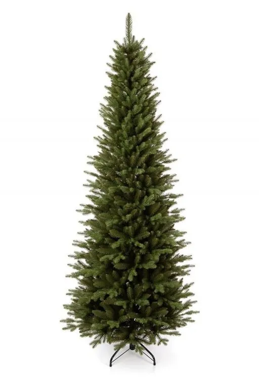 Úzky umelý vianočný smrek s výškou 180 cm a priemerom spodných konárov 75 cm.