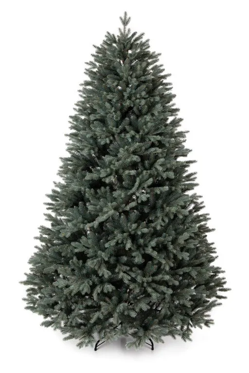 Umelý vianočný stromček Smrek strieborný 180 cm so zeleným ihličím a kovovým stojanom.